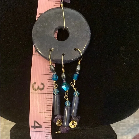 Amethyst Beaded Celestial Inspired Handmade Necklace with Circular Pendant - Picture 5 of 16